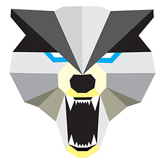 Image showing Howling wolf with canine teeth vector or color illustration