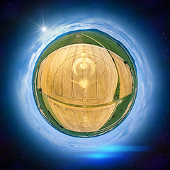 Image showing crop circles at Alsace France as a little planet panorama