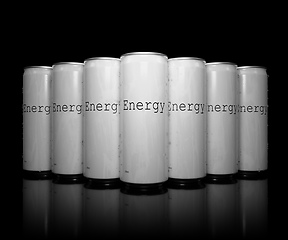 Image showing a row of white energy drinks