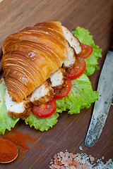 Image showing savory croissant brioche bread with chicken breast 