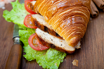 Image showing savory croissant brioche bread with chicken breast 