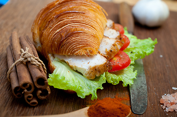 Image showing savory croissant brioche bread with chicken breast 