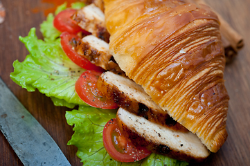 Image showing savory croissant brioche bread with chicken breast 