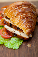 Image showing savory croissant brioche bread with chicken breast 