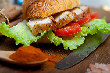 Image showing savory croissant brioche bread with chicken breast 