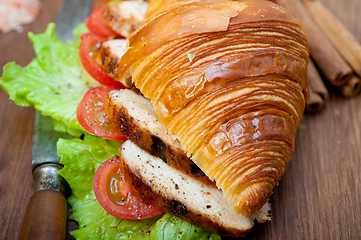 Image showing savory croissant brioche bread with chicken breast 