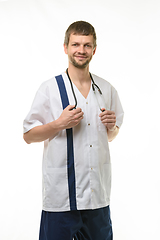 Image showing Portrait of a happy doctor isolated on white background