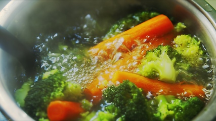 Image showing Vegetables boiling in hot water