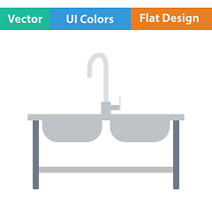 Image showing Flat design icon of Double sink