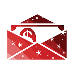 Image showing Birthday gift envelop icon with money  