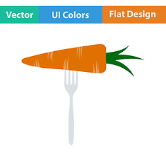 Image showing Flat design icon of Diet carrot on fork 