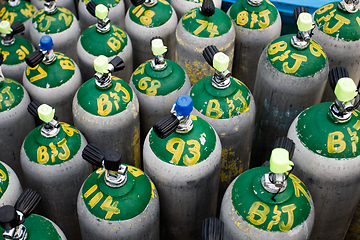 Image showing Scuba diving oxygen tanks