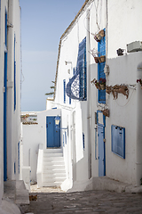 Image showing Traditional Narrow street of Sidi Bou Said, Tunisia