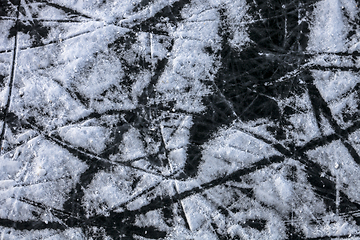 Image showing Background of ice surface with skates scratches