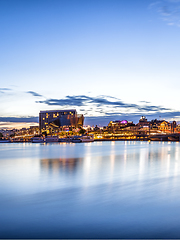 Image showing Stockholm sunset skyline panorama with City Hall