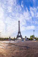 Image showing The Eiffel Tower seen from Pont d\'Iena in Paris, France.