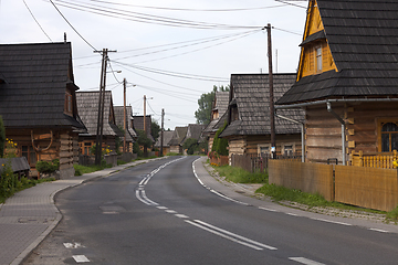 Image showing Traditional highlanders wooden houses in village Chocholow