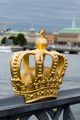 Image showing Golden crown on the bridge