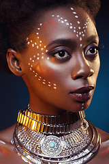 Image showing Beautiful black girl with crystal crown