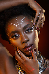 Image showing Beautiful black girl with crystal crown