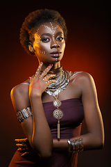 Image showing Beautiful black girl with crystal crown