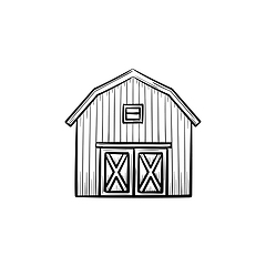 Image showing Farm barn hand drawn sketch icon.