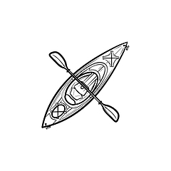 Image showing Kayak with paddle hand drawn sketch icon.