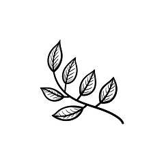 Image showing Leaves on branch hand drawn sketch icon.