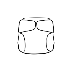 Image showing Disposable diaper hand drawn outline doodle icon.