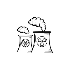 Image showing Nuclear power plant hand drawn sketch icon.