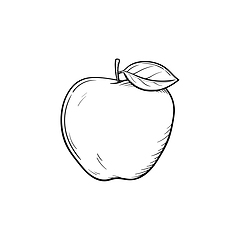 Image showing Apple fruit hand drawn sketch icon.