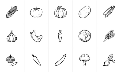 Image showing Agriculture food sketch icon set.