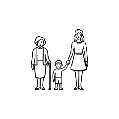Image showing Family generation hand drawn sketch icon.