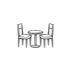 Image showing Restaurant furniture hand drawn sketch icon.