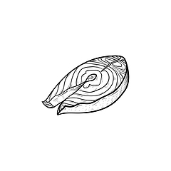 Image showing Fish steak hand drawn sketch icon.