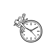 Image showing Clock running hand drawn sketch icon.