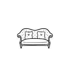 Image showing Sofa hand drawn sketch icon.