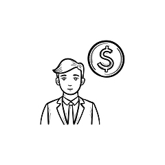 Image showing Earning money hand drawn sketch icon.