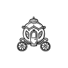 Image showing Fairytale carriage hand drawn sketch icon.