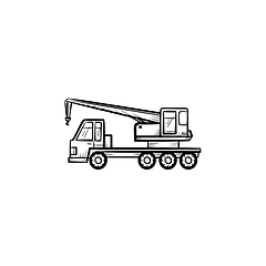 Image showing Mobile crane hand drawn sketch icon.