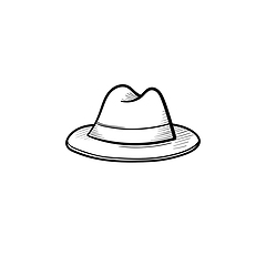 Image showing Fedora hat hand drawn sketch icon.