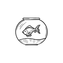 Image showing Fishbowl hand drawn sketch icon.