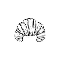 Image showing French croissant hand drawn sketch icon.