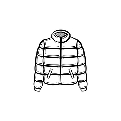 Image showing Down feather jacket hand drawn sketch icon.