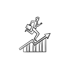 Image showing Employee running up hand drawn sketch icon.