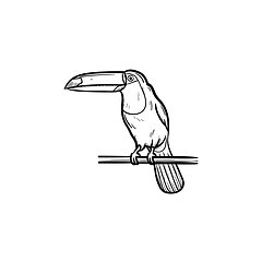 Image showing Toucan hand drawn sketch icon.