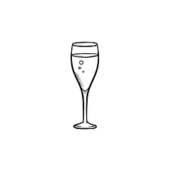 Image showing Champagne glass hand drawn sketch icon.