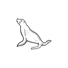 Image showing Fur seal hand drawn sketch icon.