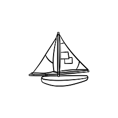 Image showing Toy model of a ship hand drawn outline doodle icon.