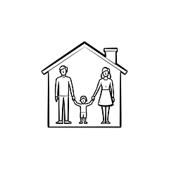 Image showing Family house hand drawn sketch icon.